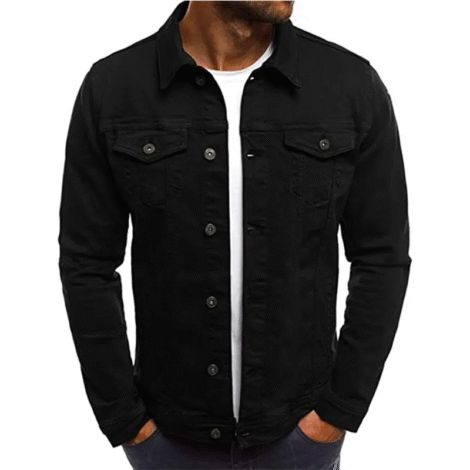 Mens Black Denim Jean Jacket